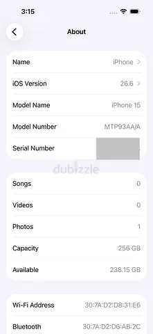 iPhone 15 (Blue) - like new, 256GB tdra