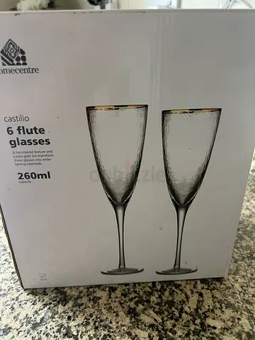 Set of 6 Champagne Flute Glasses — 260ml (Unused in Box)