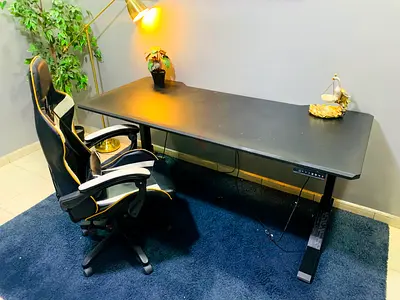 Electric Height-Adjustable Standing Desk - Large Black Top