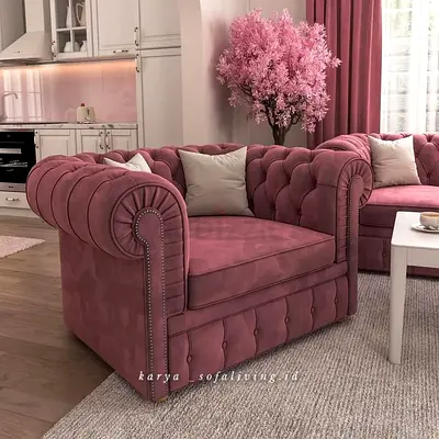 Plush Pink Velvet Chesterfield Armchair
