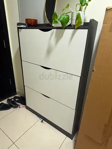 Narrow shoe cabinet - 3 flip drawers