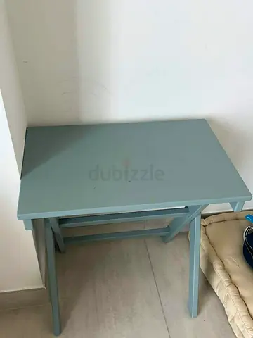 Small light blue wooden study/side table - good condition