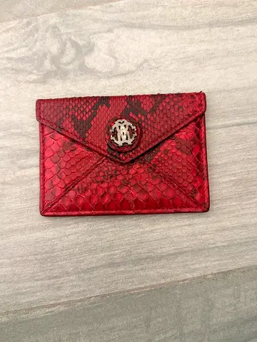 Roberto Cavalli red python small wallet/card holder