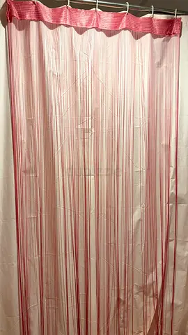 Light Pink Striped Curtain Panel with Valance - Good Used Condition