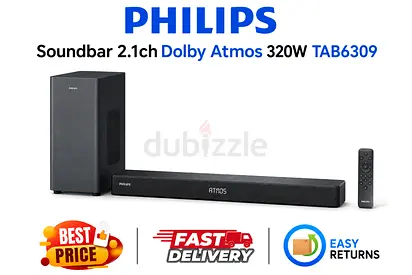 Philips Soundbar in Dubai - 2.1ch Wireless Subwoofer - Excellent Condition, All Accessories