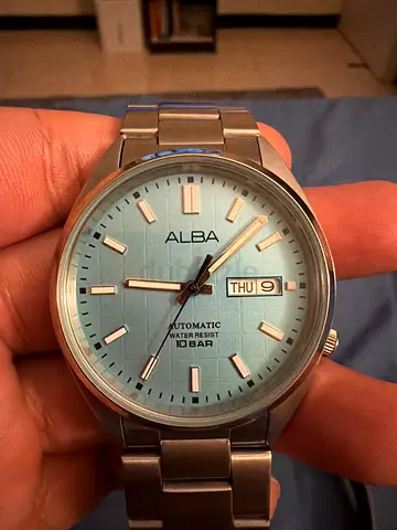 Alba Automatic Watch with Light Blue Textured Dial