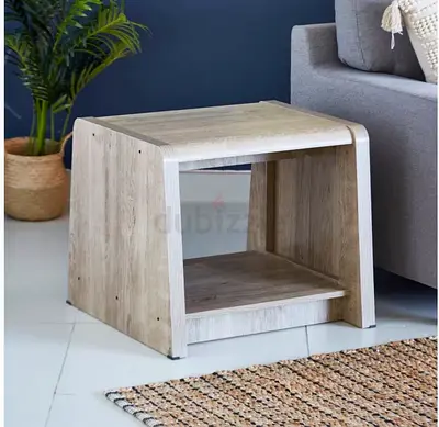 Light Wood Side Table / Small End Table with Lower Shelf