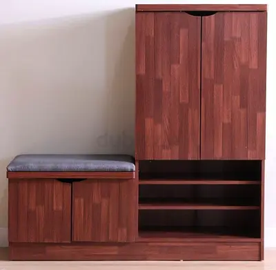 Wooden Shoe Cabinet with Bench - Dark Brown, Compact Entryway Storage