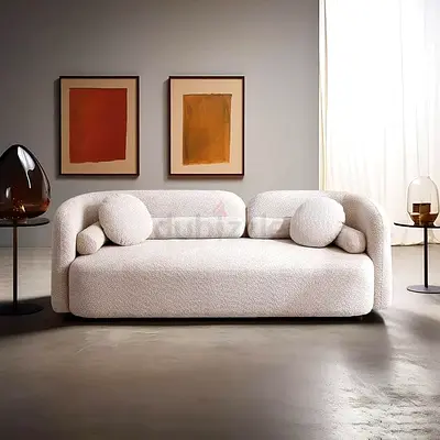 Beige Bouclé 3-Seater Sofa