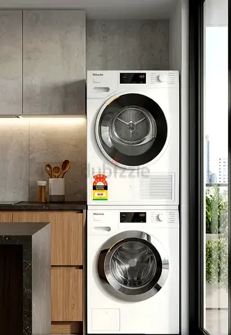 Miele W1 Washing Machine 9kg WWI 860 WPS With T1 Heat Pump Dryer 8kg TWF760 WP Lotus White