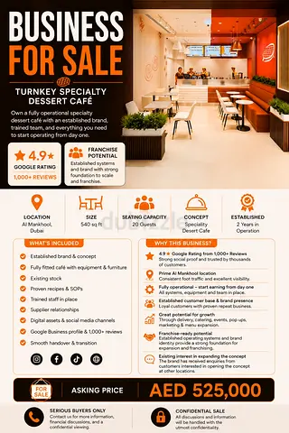 Turnkey Specialty Dessert Café for Sale