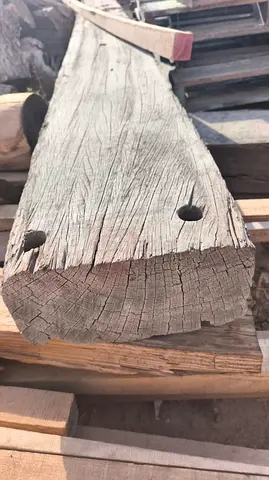 Used Teak Beam / Railway Sleepers with Pre-drilled Holes — Solid Hardwood Plank