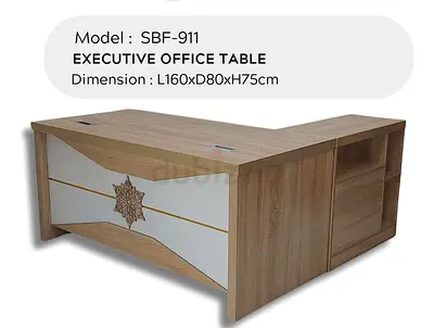 L-shaped Executive Office Desk Model SBF-911 — 160x80x75 cm