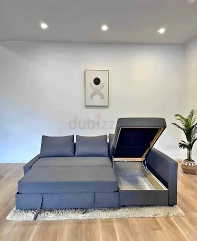 Grey L-shape Storage Sofa Bed — Convertible with Under-seat Storage