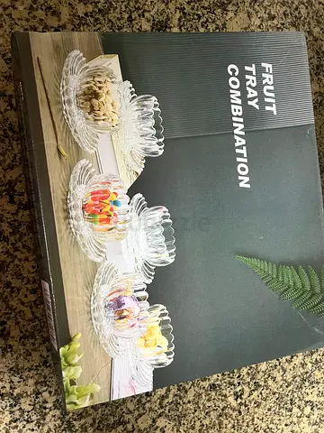 Glass Fruit Tray Combination Set - 6 Piece (Unused, in Box)