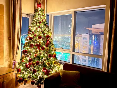 240 cm Christmas Tree with full Ornaments & LED lighting