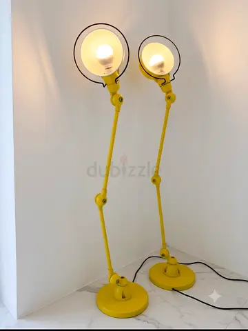 Pair of Yellow Adjustable Floor Lamps