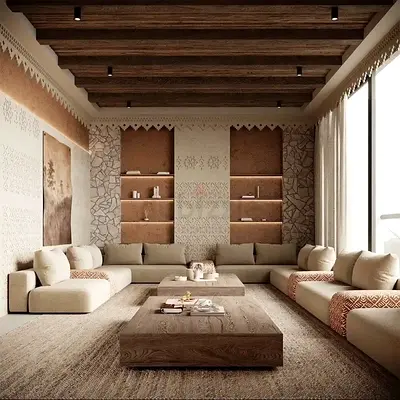 Beige Modern Modular Corner Sofa, Majlis Sofa – Royal Arabic Floor Seating
