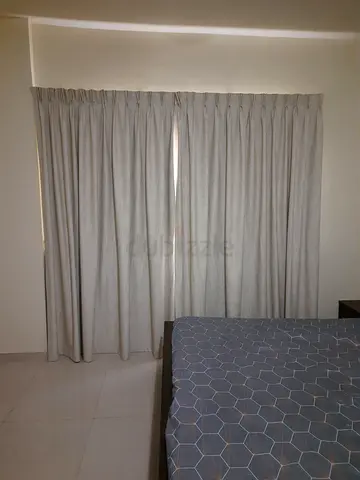 Light grey full-length fabric curtains - set of panels