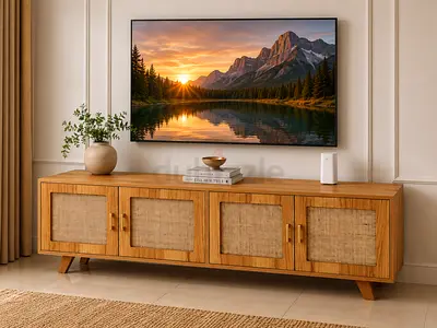 Rattan tv console