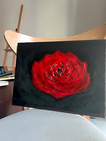 Original Hand-Painted Red Rose