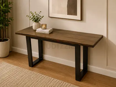 Marina Solid Wood Console With Metal Legs Title