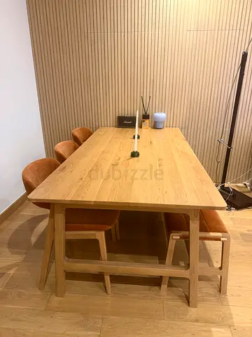 Wood Dining Table with Matching Bench and Chairs