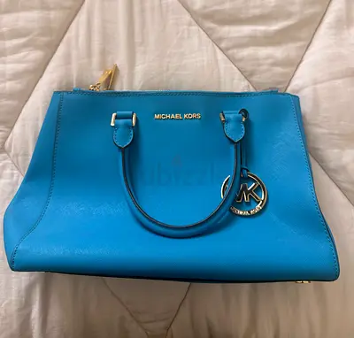 Michael Kors blue leather tote bag - medium size