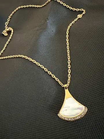 Cerruti 1881 gold-tone pendant necklace with mother-of-pearl and crystals