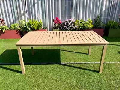 Beige Outdoor Garden Dining Table - 6 Seater Style