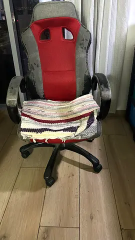 Used Red Fabric Gaming/Office Chair with Wear — Needs Reupholstering- FREE to pickup