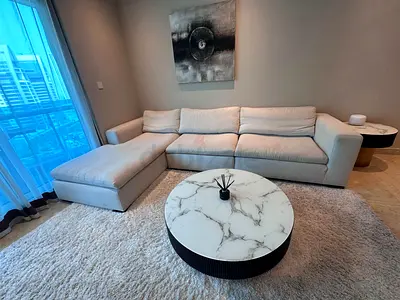 Marina ____/ Home feather 🪶 filled L Shape Sofa Beige
