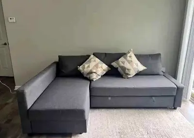 Grey L-Shaped Sectional Sofa Bed with Storage