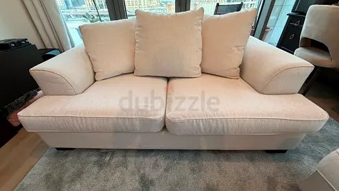 2 Seater Sofa - Off White Fabric, Clean Comfy - from THE ONE
