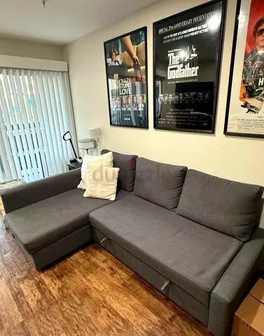 Grey L-Shaped Corner Sofa Bed with Storage