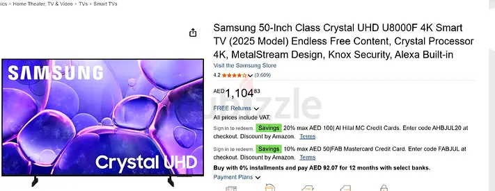 Brand new - Samsung 50-inch Crystal UHD 4K Smart TV (2025 Model) - still in box