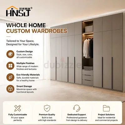 Custom Full-Wall Built-in Wardrobes — Modern Finish, Ready to Install