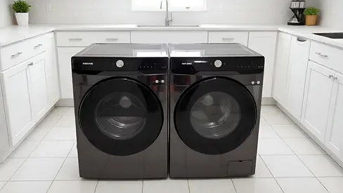 Free delivery Samsung Modern Front Load 18.5 kg Washer and 16 kg Dryer Set in Dark Grey Almost (new)