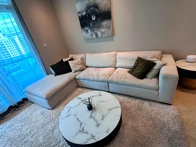 Top quality Marina Home feather 🪶 filled L Shape Sofa Beige