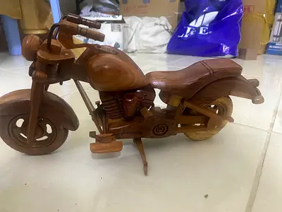 Handcrafted Wooden Motorcycle Model -30cm length