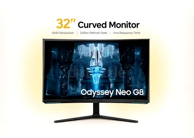 Samsung 32 inch Monitor | Odyssey Neo G8 4K 240Hz Curved Gaming Monitor