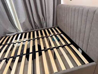 190 cm bed size fabric bed frame&wooden slats-excellent-Get it with an excellent free small sofa