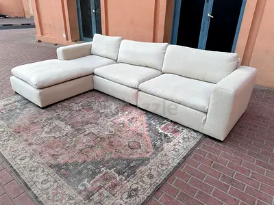 Comfortable Marina Home feather 🪶 filled L Shape Sofa Beige