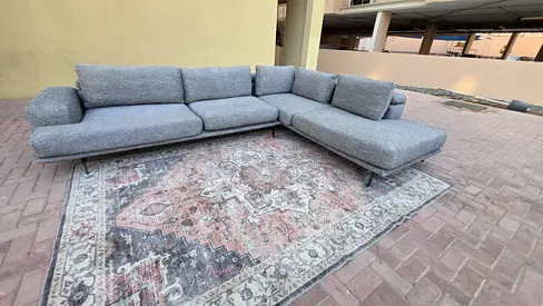 Stylish Modren design PAPADATOS L SHAPE SOFA DARK GRAY