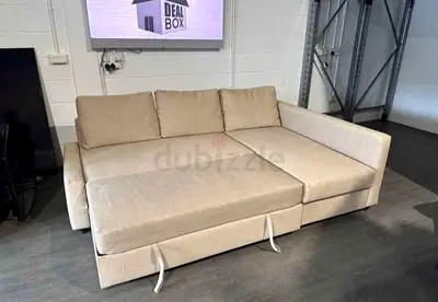 Comfortable L-Shaped Sofa Bed in Beige