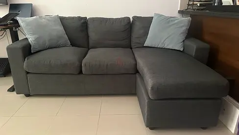 Danube Home Blue L-shaped 3-seater Sofa with Chaise – Good Condition