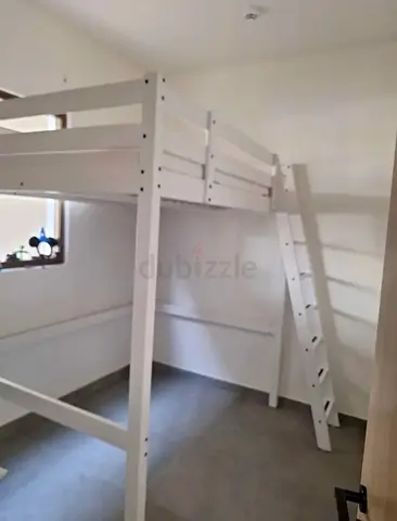 White Wooden Loft Bed with Ladder - Good Condition