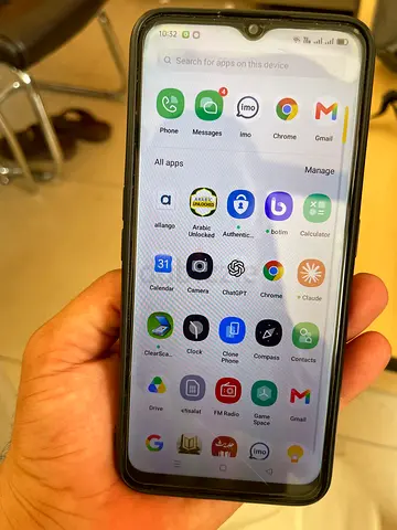 Used Android smartphone with clear screen and protective case - working condition