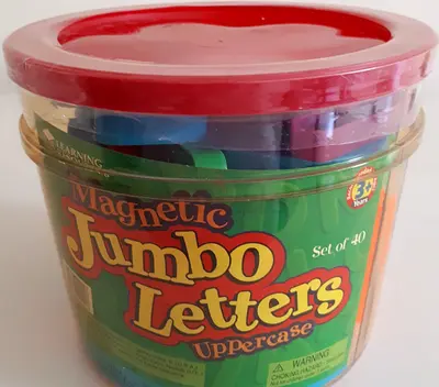 Set of 40 Magnetic Jumbo Uppercase Letters in Storage Tub, Brand New