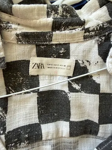 Zara checked lightweight linen shirt - size M